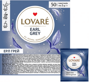 Чай Lovare "Earl Grey" 50 пакетиків 06lv03 фото