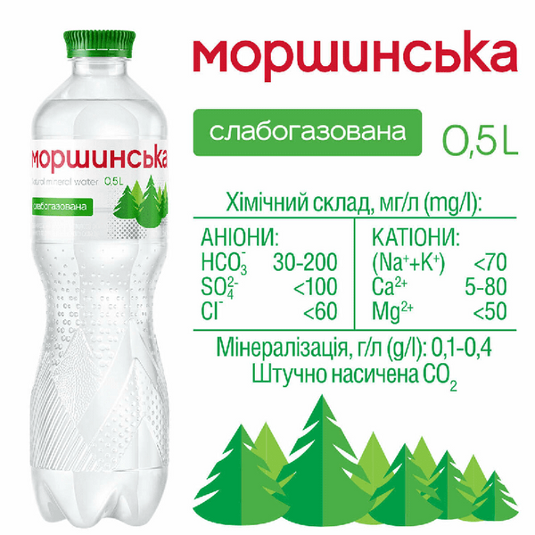 Вода Моршинська 0,5 л (слабогазована) 010105 фото