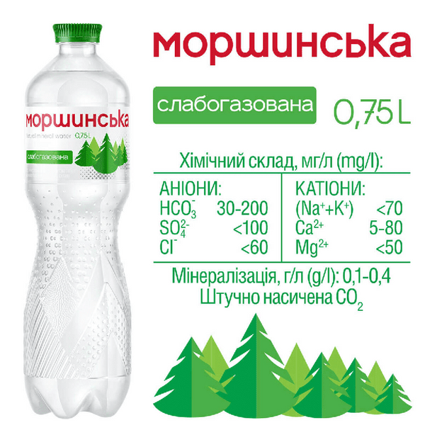 Вода Моршинська 0,75 л (слабогазована) 010107 фото
